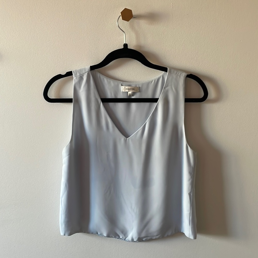 Light Blue Crop Babaton Blouse from Aritzia